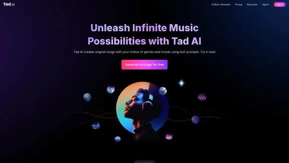 Gerador de Música AI - Crie Músicas Sem Direitos Autorais Gratuitamente | Tad AI