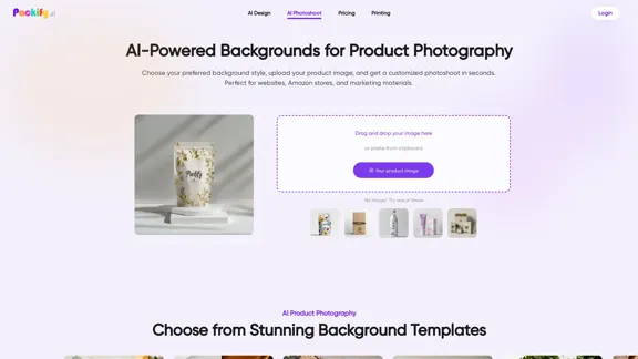 Fotografía de productos con IA: Genera fondos de IA en línea - Packify.ai