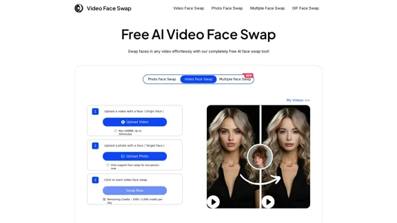 Échange de visages vidéo IA - Outil d'échange de visages en ligne gratuit