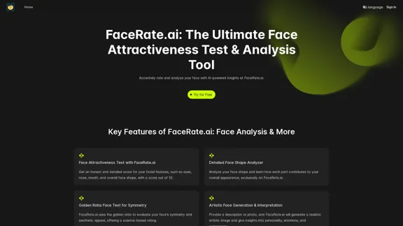 FaceRate.ai: Face Attractiveness Test & Detailed Face Analysis Tool