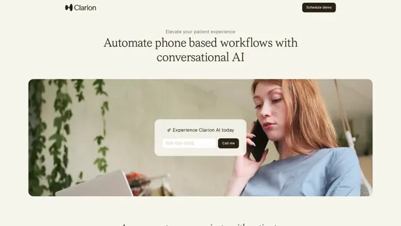 Clarion | Automatiza flujos de trabajo basados en teléfono con IA conversacional