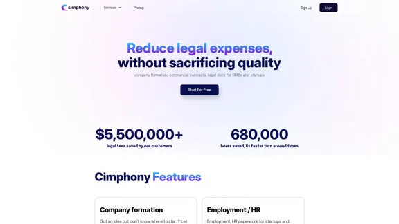 Cimphony - lower legal costs without compromising quality using AI agents.