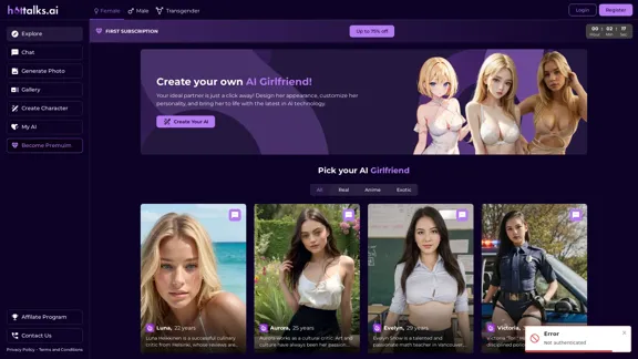 Hottalks.ai - 享受終極AI女友體驗