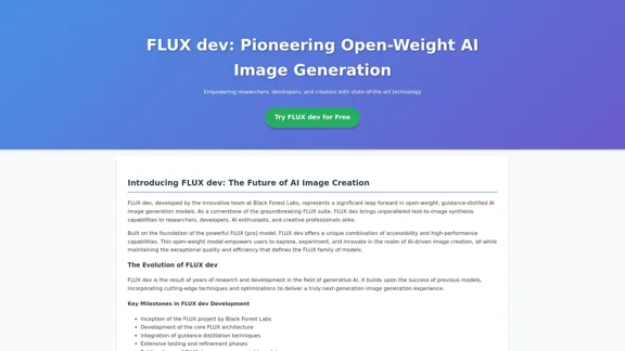 FLUX dev: A groundbreaking AI model for generating images with open weights.