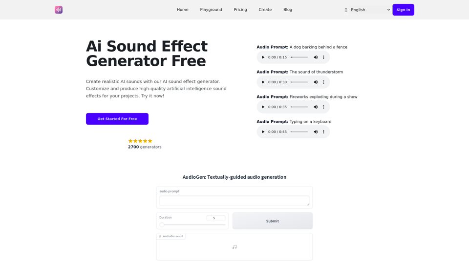 KI-Soundeffektgenerator Kostenlos & Text-to-Soundeffekt 


