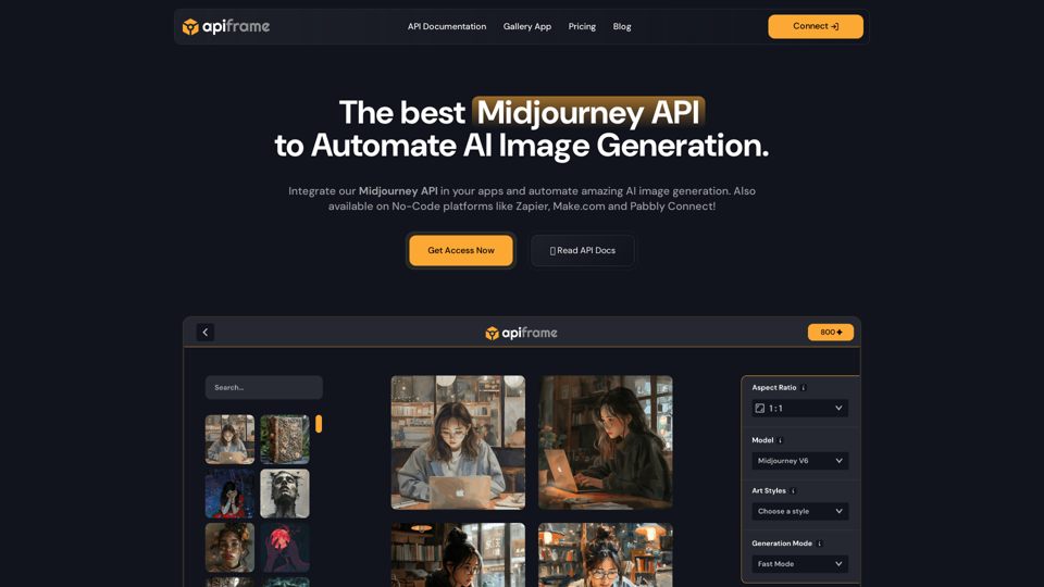 Midjourney API - Automate Midjourney AI Image Generation 

This document outlines how to use the Midjourney API to automate the generation of AI images. 

What is the Midjourney API?

The Midjourney API allows developers to programmatically interact with the powerful Midjourney AI model. This means you can generate images, control various parameters, and integrate Midjourney into your own applications and workflows.

Why Use the Midjourney API?

* Automation: Automate the creation of images for various purposes, such as marketing materials, website content, or research projects.
* Customization: Fine-tune image generation by controlling parameters like aspect ratio, style, and seed values.
* Integration: Seamlessly integrate Midjourney's capabilities into your existing tools and platforms.

Getting Started

1. Sign Up for a Midjourney Account: You'll need a Midjourney account to access the API.

2. Obtain an API Key: Once you have an account, you can generate an API key from your account settings.

3. Choose a Programming Language: The Midjourney API supports various programming languages, including Python, JavaScript, and Go.

4. Install the API Client: Install the appropriate API client library for your chosen language.

5. Start Generating Images: Use the API client to send image generation requests to the Midjourney server.

Example (Python):

```python
import midjourney

Replace with your actual API key
api_key = "YOUR_API_KEY"

Create a Midjourney client
client = midjourney.Client(api_key=api_key)

Generate an image
response = client.create_image(prompt="A cat wearing a hat", num_images=1)

Print the image URL
print(response.images[0].url)
```

Documentation and Resources

For detailed information about the Midjourney API, including available endpoints, parameters, and examples, please refer to the official documentation: [https://docs.midjourney.com/](https://docs.midjourney.com/)



