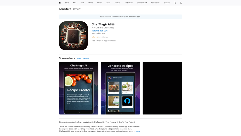 ChefMagicAI sur l'App Store 
