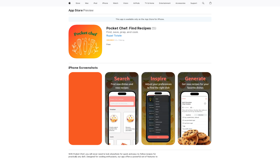 Pocket Chef : Trouvez des recettes sur l'App Store 
