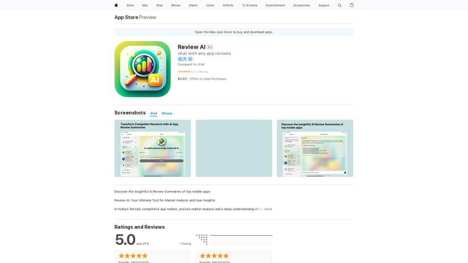 Revue de l'IA sur l'App Store 


