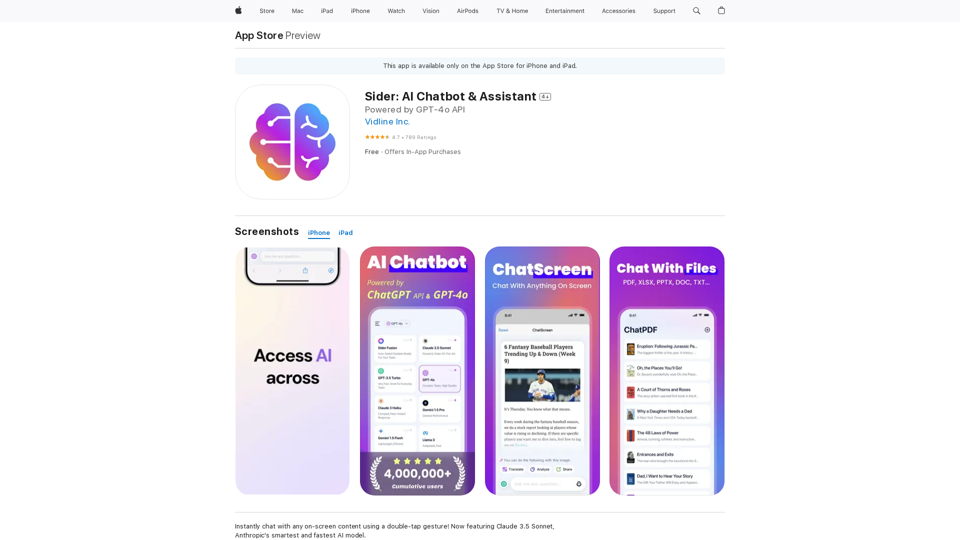 Sider: Chatbot & Asistente de IA en la App Store 
