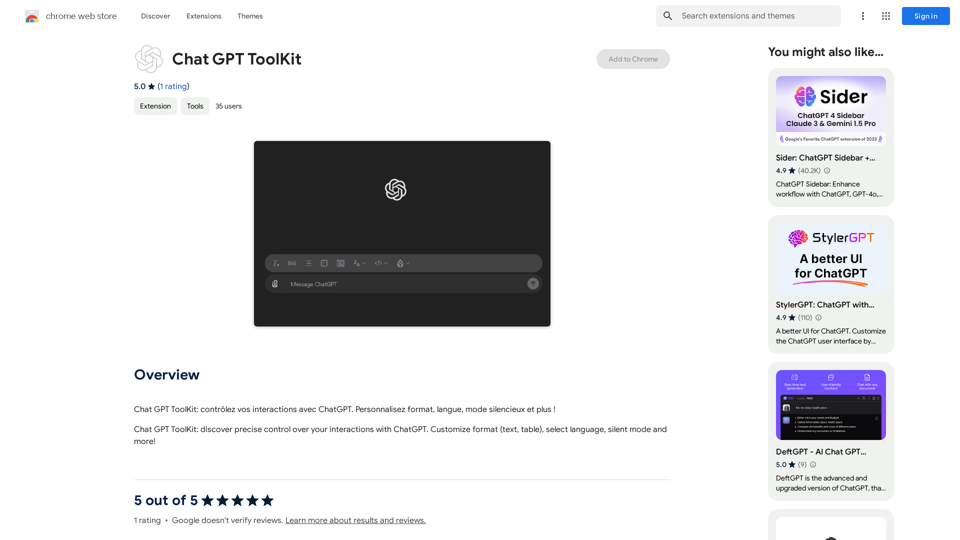 Kit de Ferramentas do Chat GPT - Chrome Web Store 
