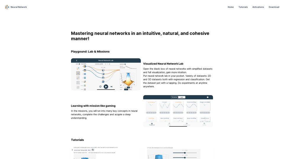 Interactive Tutorials on Neural Networks and Deep Learning 
