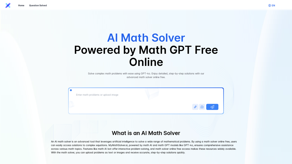 Solucionador de Matemática IA Impulsionado pelo Math GPT Gratuito Online 
