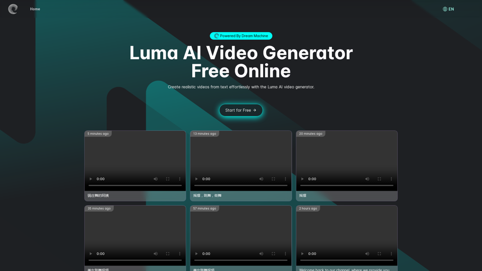 Luma AI Generador de Videos Gratis Online - Impulsado por Dream Machine 
