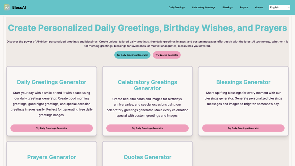 BlessAI - Kostenlose tägliche Grüße, Gebete und Geburtstagswünsche