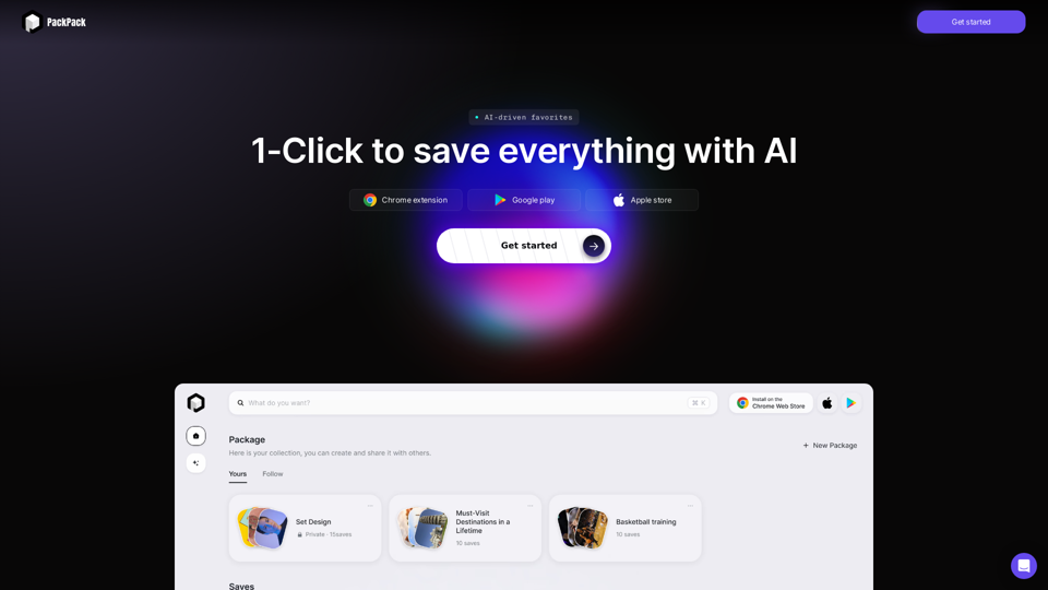 Packpack - Save everything with AI in one click. 
