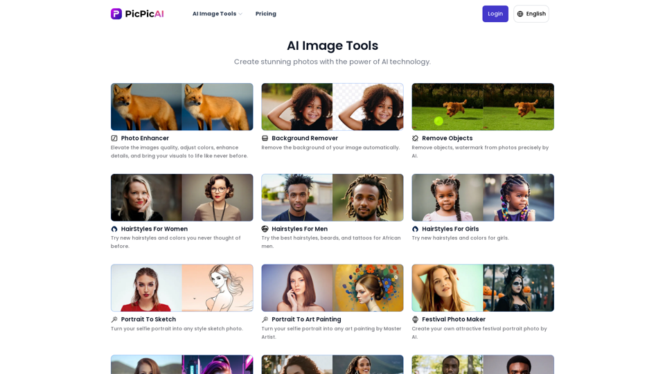 Ferramentas de Imagem AI Gratuitas Online | PicPicAI 
