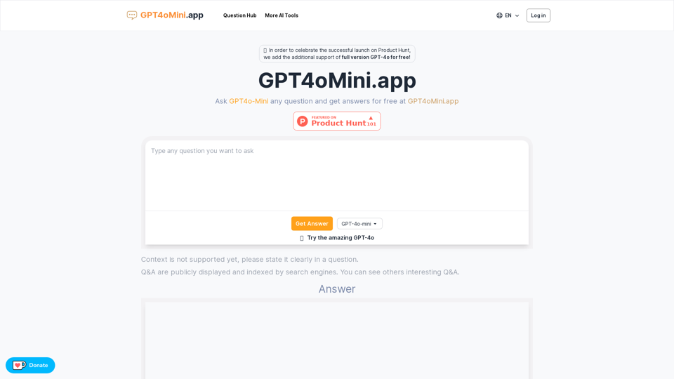 GPT4oMini.app : Accès gratuit à GPT-4o-Mini - Générateur de conversation IA avancé