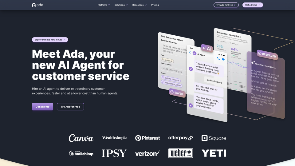 AI-Powered Customer Service Automation Platform | Ada