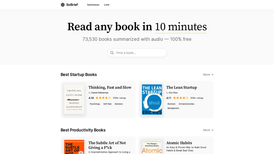 SoBrief.com: World's Largest Book Summary Site