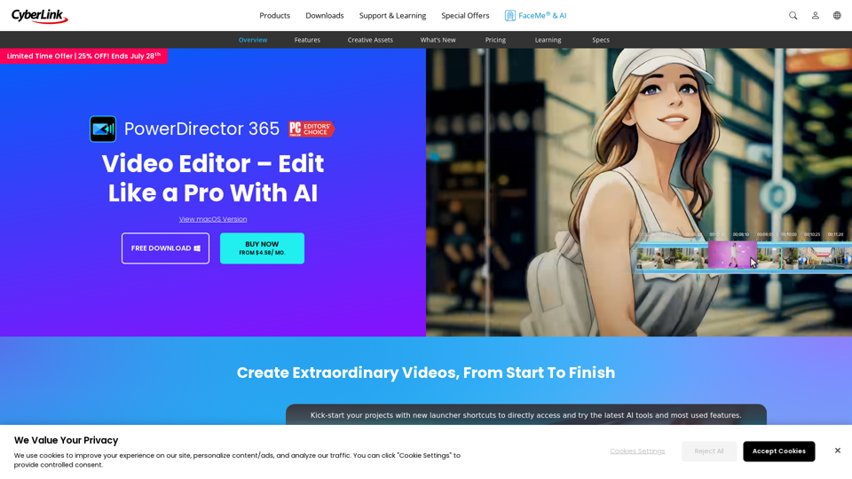 PowerDirector Video Editor - Bearbeiten Sie wie ein Profi mit KI