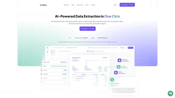 Kudra • Extracción de datos impulsada por IA con un solo clic - Kudra