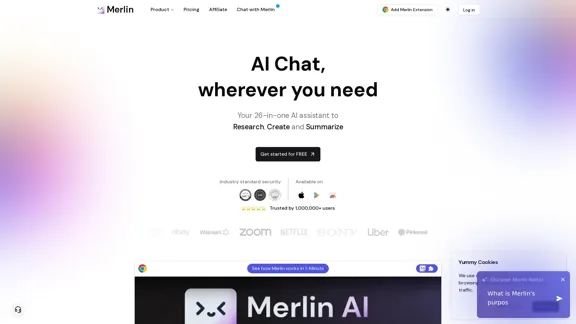 Merlin AI | Peça à IA para Pesquisar, Escrever, Resumir em 1 clique