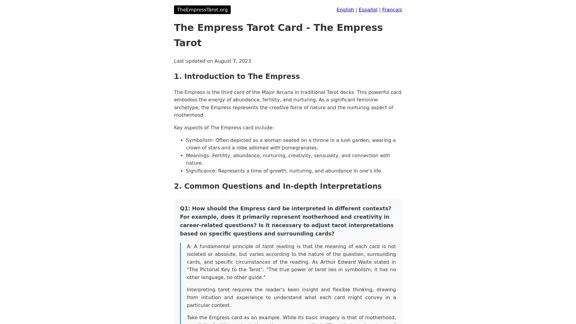 The Empress Tarot Card - The Empress Tarot