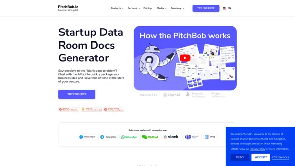 Generador de Presentaciones de IA y Copiloto para Crear Startups | PitchBob