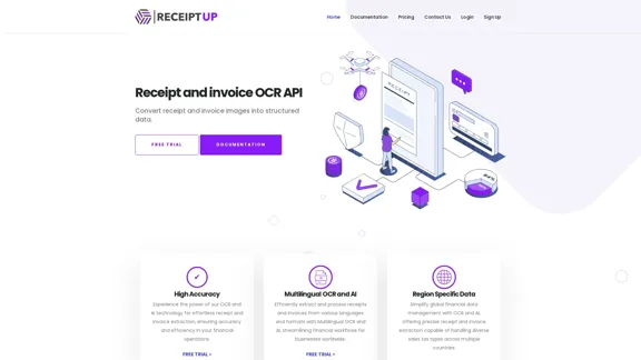 收据OCR API：精确数据提取工具 | ReceiptUp