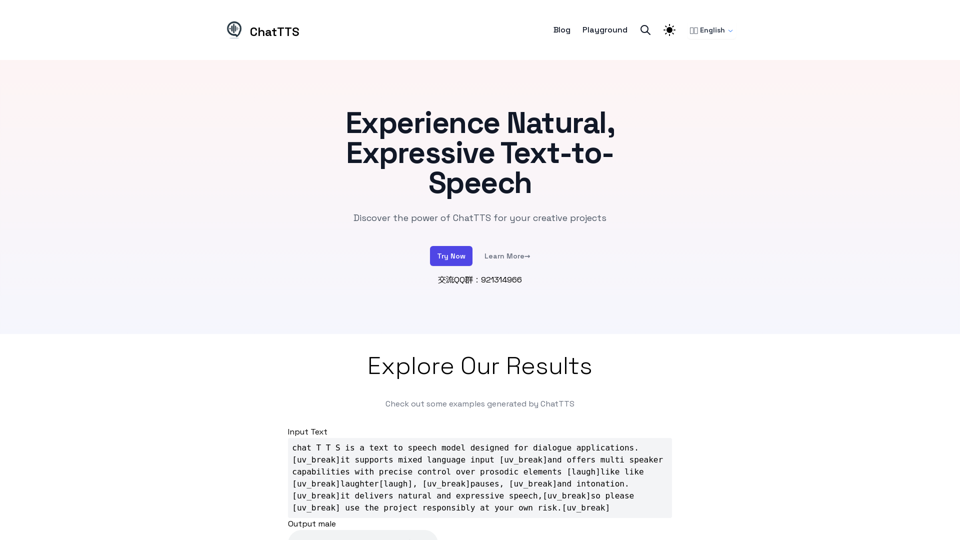 ChatTTS - Natural, Expressive Text-to-Speech