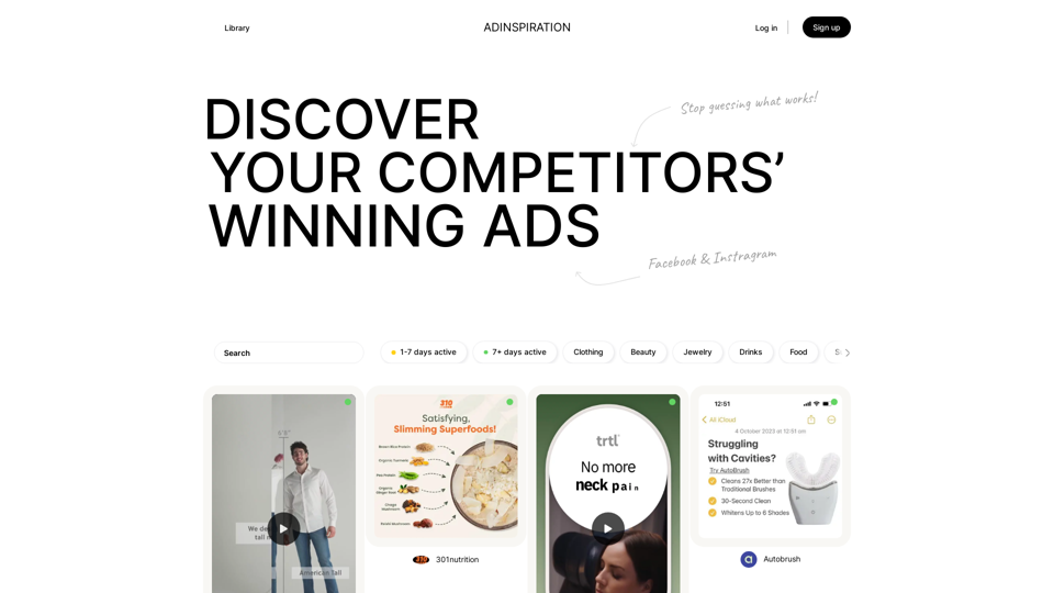 Adinspiration | Discover your Competitors' Winning Ads from Facebook Ad Library