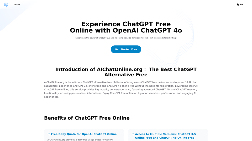 ChatGPT免費替代方案，由ChatGPT 4o 驱动 | AIChatOnline.org