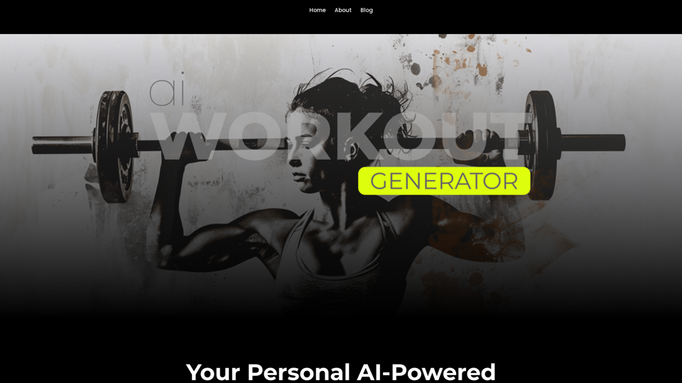 Ai Workout Generator
=====================

What is an AI Workout Generator?

An AI workout generator is a tool that uses artificial intelligence to create personalized workout plans tailored to an individual's fitness goals, fitness level, and preferences.

How does it work?

The AI workout generator uses machine learning algorithms to analyze a user's input data, such as their fitness goals, fitness level, and exercise preferences. It then generates a customized workout plan that includes a series of exercises, sets, reps, and weights tailored to the user's specific needs.

Benefits of using an AI Workout Generator

* Personalized workouts: The AI workout generator creates a workout plan that is tailored to the user's specific fitness goals and fitness level.
* Time-saving: The AI workout generator saves time by eliminating the need to research and create a workout plan from scratch.
* Increased motivation: The AI workout generator provides a sense of accountability and motivation, as users are more likely to stick to a workout plan that is tailored to their specific needs.
* Improved results: The AI workout generator helps users achieve their fitness goals faster and more efficiently, as the workout plan is optimized for their specific needs.

How to use an AI Workout Generator

1. Input your data: Enter your fitness goals, fitness level, and exercise preferences into the AI workout generator.
2. Select your workout type: Choose the type of workout you want to do, such as strength training, cardio, or yoga.
3. Generate your workout plan: The AI workout generator will create a customized workout plan tailored to your specific needs.
4. Start your workout: Follow the workout plan and track your progress.

Conclusion

An AI workout generator is a powerful tool that can help individuals achieve their fitness goals faster and more efficiently. By providing personalized workout plans, the AI workout generator saves time, increases motivation, and improves results. Whether you're a beginner or an experienced athlete, an AI workout generator can help you take your fitness to the next level.