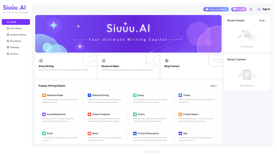 Siuuu.ai：您的最强人工智能写作copilot