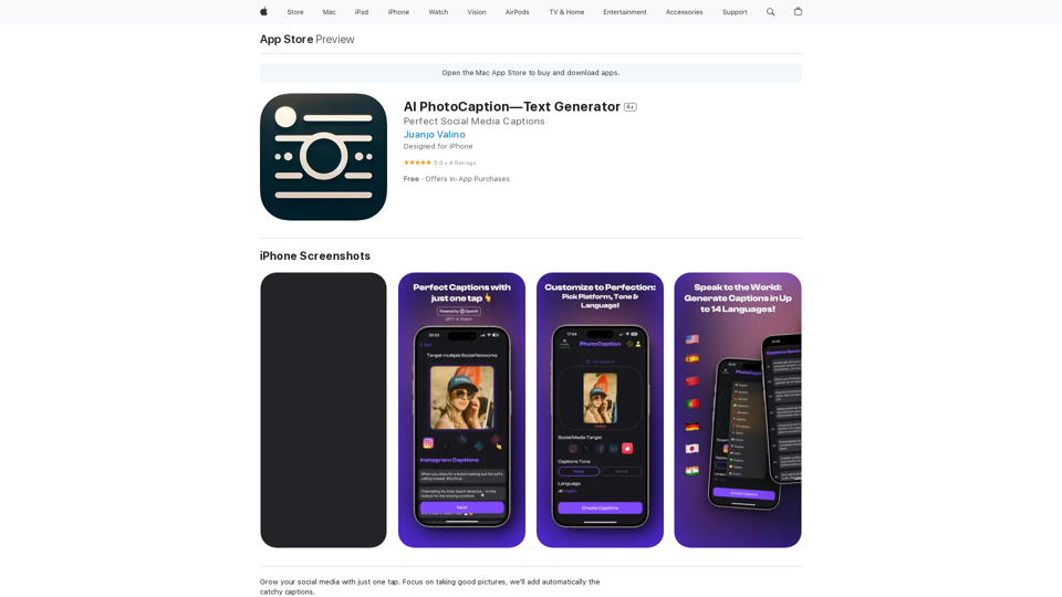 AI-Foto-Beschreibungstext-Generator im App Store