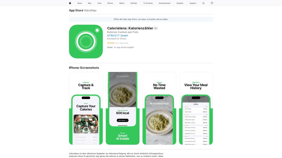 Calorielens: Compteur de calories dans l'App Store