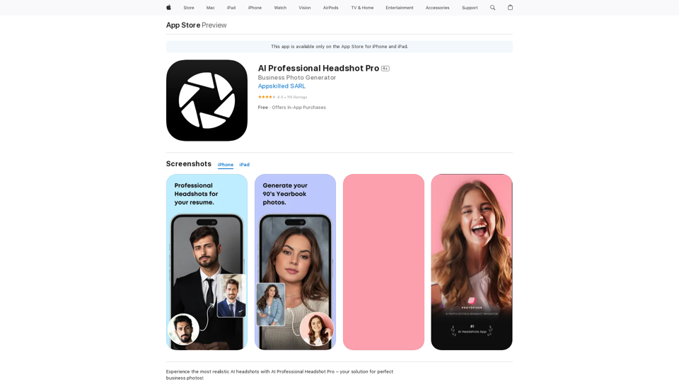 AI Professional Headshot Pro sur l'App Store