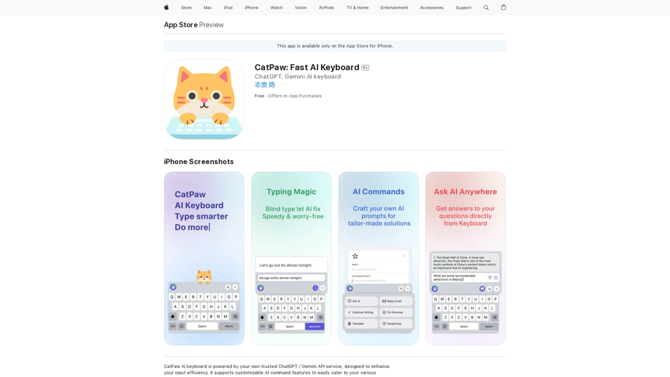 CatPaw: Teclado de IA rápido en la App Store