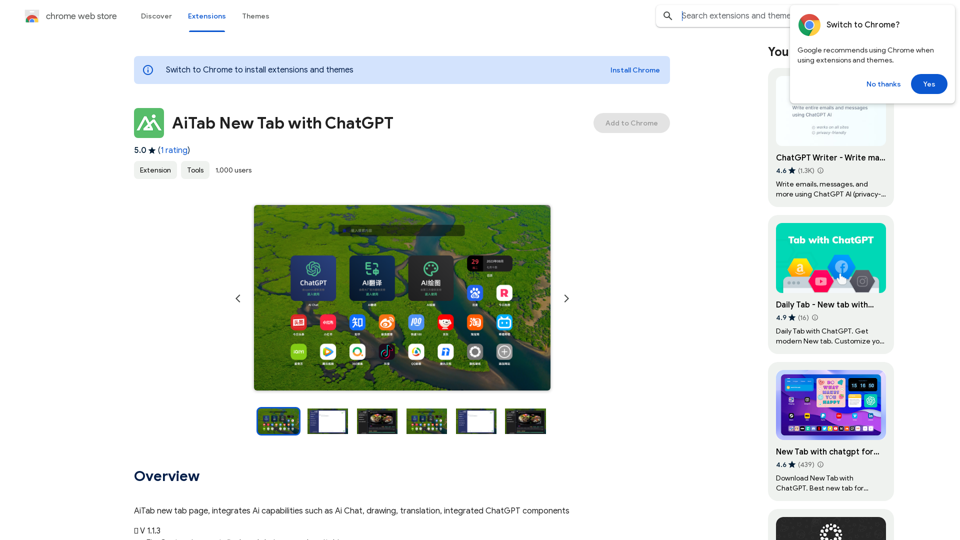 AiTab New Tab with ChatGPT