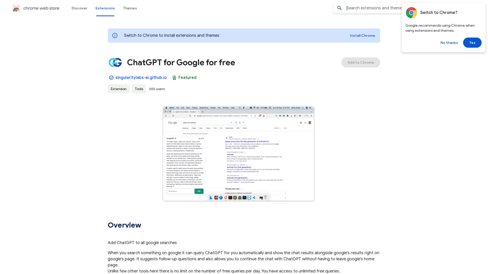 ChatGPT pour Google gratuitement