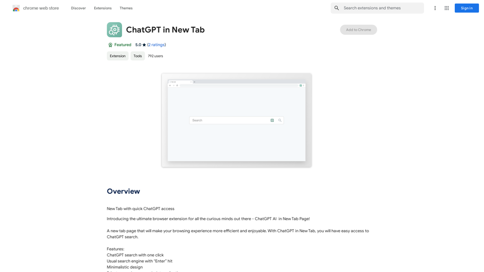 Open ChatGPT in a New Tab

You can open ChatGPT in a new tab by following these steps:

#Method 1: Using the Browser's Context Menu

1. Right-click on the ChatGPT link or button.
2. Select "Open in new tab" or "Open link in new tab" from the context menu.

#Method 2: Using the Keyboard Shortcut

1. Press `Ctrl + Click` (Windows/Linux) or `Cmd + Click` (Mac) on the ChatGPT link or button.

#Method 3: Using the Browser's Toolbar

1. Click on the ChatGPT link or button while holding down the `Ctrl` key (Windows/Linux) or `Cmd` key (Mac).
2. Release the key after the new tab is opened.

By following these methods, you can easily open ChatGPT in a new tab and start chatting without leaving your current page.