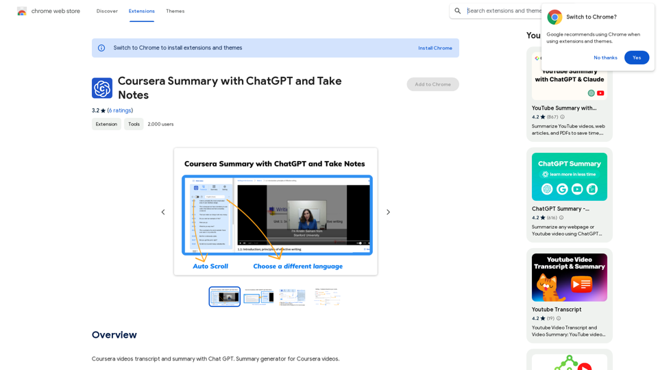 Coursera Summary with ChatGPT and Take Notes
=====================================================

What is Coursera?

Coursera is an online learning platform that partners with top universities and organizations to offer courses and degree programs in a wide range of fields.

What is ChatGPT?

ChatGPT is a conversational AI tool that can understand and respond to human input in a human-like way. It can be used to generate text, answer questions, and even create content.

How to Use ChatGPT for Coursera Summary?

You can use ChatGPT to summarize Coursera courses by:

* Providing the course material or lecture notes to ChatGPT
* Asking ChatGPT to summarize the key points or main ideas
* Reviewing and editing the summary generated by ChatGPT

Benefits of Using ChatGPT for Coursera Summary

Using ChatGPT for Coursera summary can help you:

* Save time by automating the summarization process
* Improve understanding and retention of course material
* Focus on key concepts and ideas
* Enhance learning experience

How to Take Notes with ChatGPT?

You can use ChatGPT to take notes by:

* Providing the course material or lecture notes to ChatGPT
* Asking ChatGPT to generate notes or key points
* Reviewing and editing the notes generated by ChatGPT
* Organizing and structuring the notes for easy reference

Benefits of Using ChatGPT for Taking Notes

Using ChatGPT for taking notes can help you:

* Save time by automating the note-taking process
* Improve organization and structure of notes
* Enhance understanding and retention of course material
* Focus on key concepts and ideas