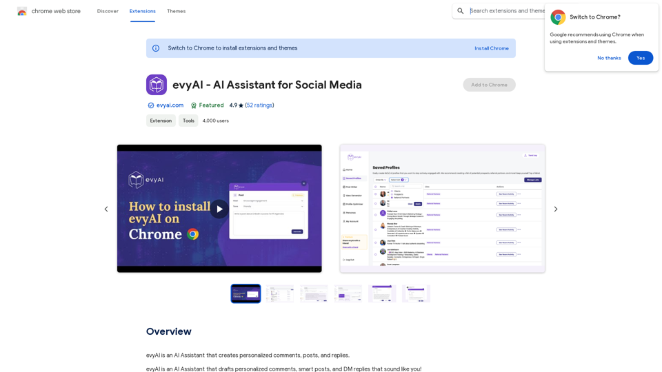 evyAI - AI Assistant for Social Media