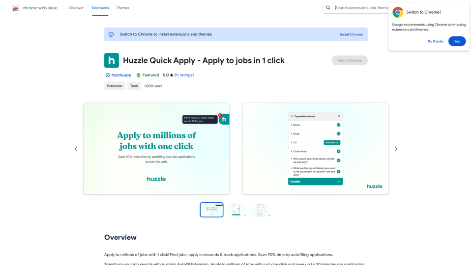 Huzzle Quick Apply - Postuler à des emplois en 1 clic