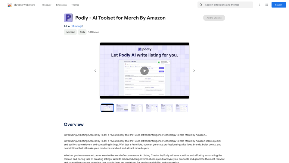 Podly - Ensemble d'outils d'IA pour Merch By Amazon