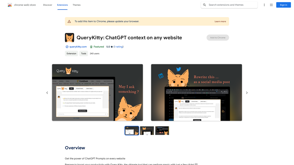 QueryKitty : Contexte ChatGPT sur n'importe quel site web