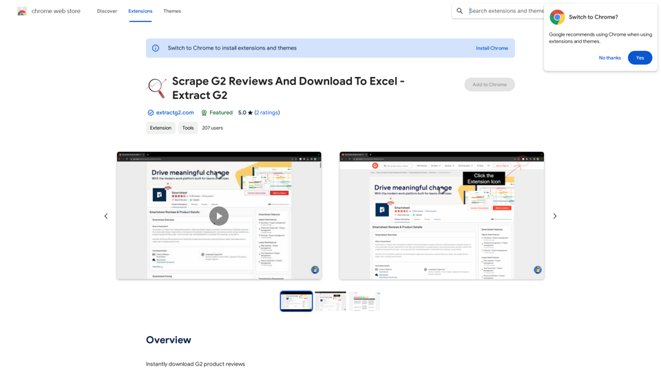 Raspa reseñas de G2 y descarga a Excel - Extrae G2