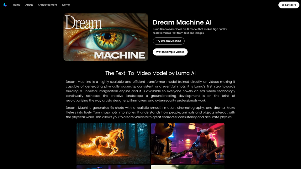 Dream Machine AI：免费试用 Luma AI 视频生成器