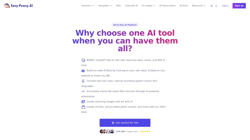 Best AI Writer, Content Generator & Copywriting Assistant | Easy-Peasy.AI